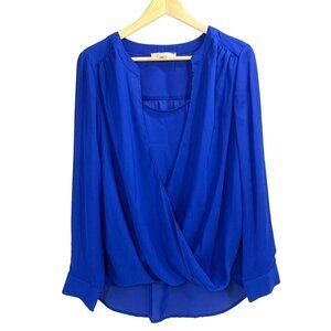 Marled By Reunited Long Sleeve Blouse With Tank Top Royal Blue Size Large